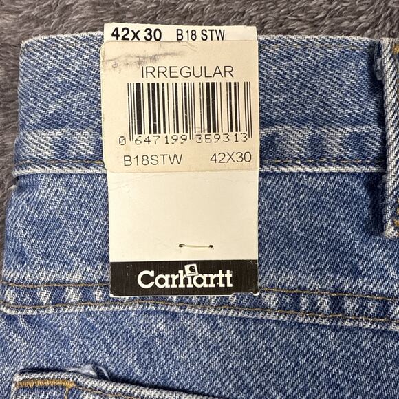 Carhartt Men’s 38x34 Blue Denim Jeans Traditional Fit Tapered Leg NWT - Picture 7 of 9